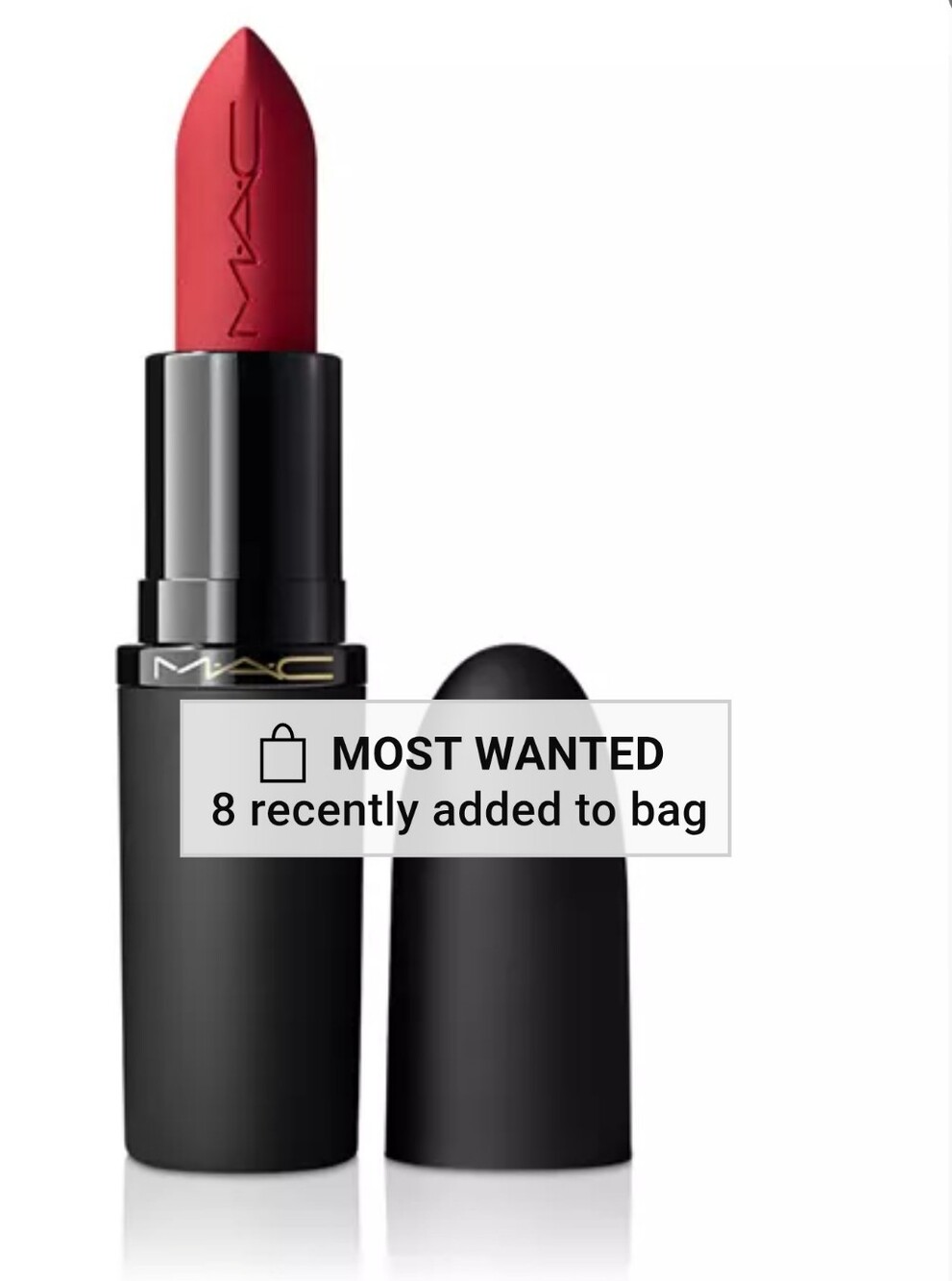 MAC Powder Kiss Lipstick In #935-Ruby New, MAC Lip Pencil In Flamingo - Duo Set